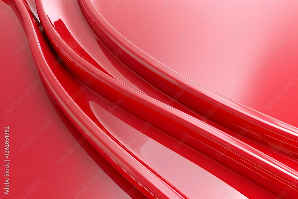 Poster smooth, glossy red curves creating an abstract design with a vibrant background for artistic use