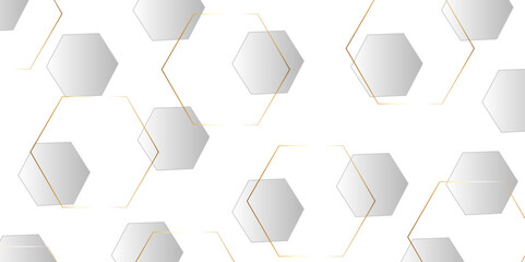 Luxury hexagonal abstract black metal background with golden light lines. Dark 3d geometric texture illustration. Black Hexagonal Pattern Metallic background with black and gold 3d