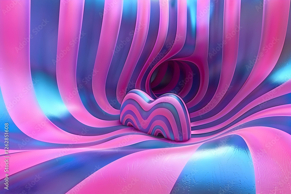 Aufkleber vibrant abstract scene featuring a colorful tunnel with wavy patterns and a central shape, creating 