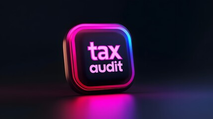 Vibrant Tax Audit Icon with Neon Glow and Modern Design