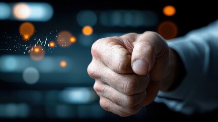 Futuristic Hand Touching Innovative Finance Technology Touchscreen Interface for Data Analysis Investment Strategy and Business Growth