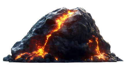 a large fiery rock with a transparent background, PNG image, PNG file, Generative art.
