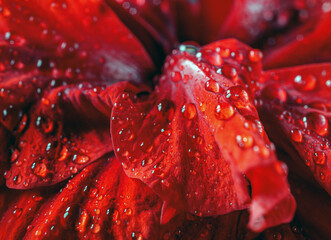Background of Hibiscus flower petals closeup macro with water drops on red hibiscus petals flower , Red hibiscus flower petals and dew drop wallpaper © NARONG