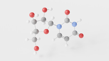 uridine molecule 3d, molecular structure, ball and stick model, structural chemical formula antidepressants
