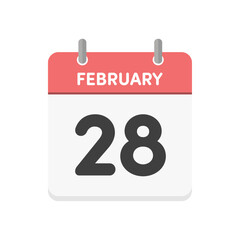 2月28日･FEBRUARY 28th の日めくりカレンダーのアイコン - 平年の年の2月末の素材