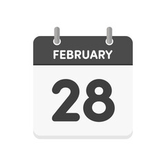 2月28日･FEBRUARY 28th の日めくりカレンダーのアイコン - 平年の年の2月末の素材