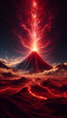 A deadly volcano spews lava and lightning, turning the land into a burning wasteland