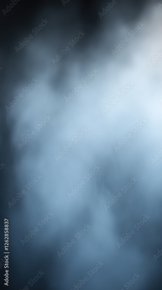 Poster a soft blue mist enveloping a dark space, creating a serene atmosphere, ideal for backgrounds in art