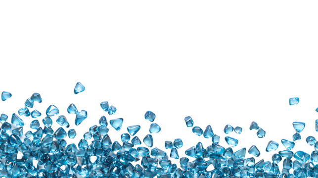 blue ice falling on a transparent background, PNG image, PNG file, Generative art.