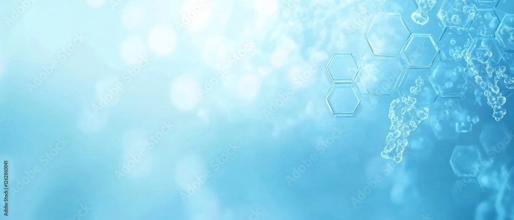 Poster abstract blue background with hexagonal patterns