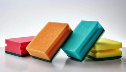Fototapeta premium colorful sponges on a white background