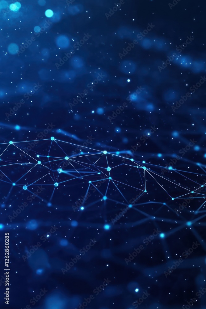 Poster abstract digital network background with glowing nodes