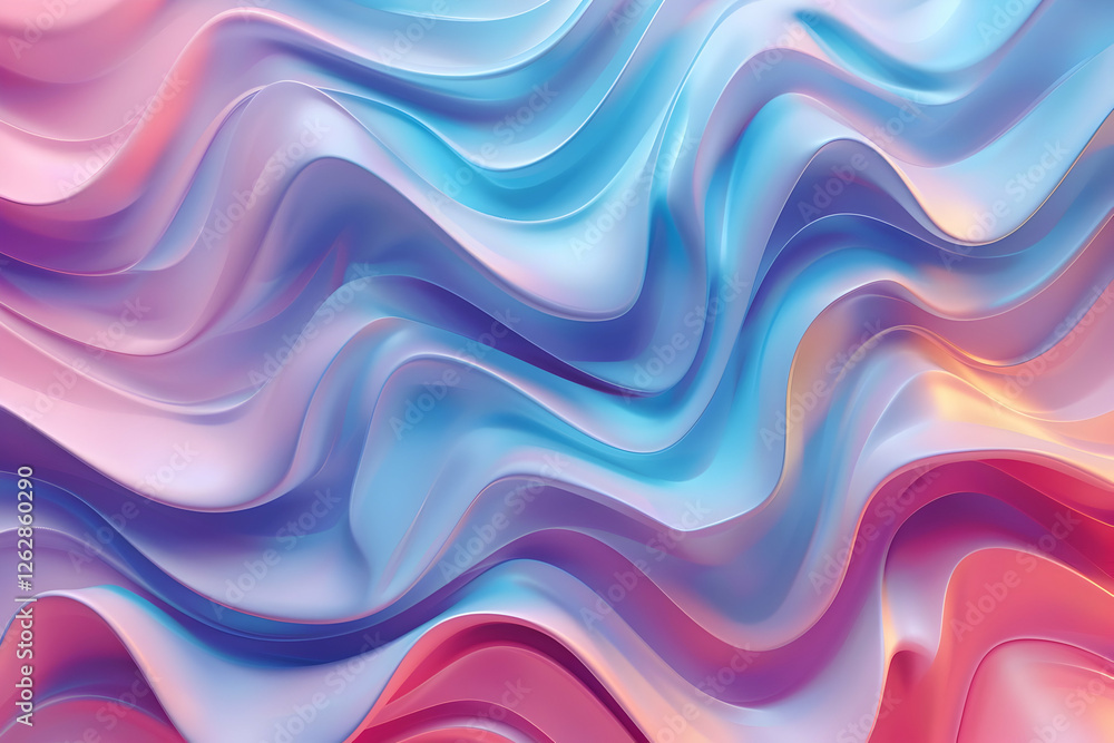 Poster abstract flowing waves of pink and blue colors creating a smooth, dynamic texture background