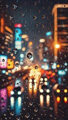 Raindrops and City Lights – Urban Night Reflections