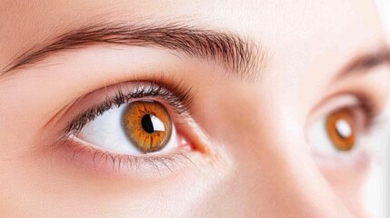 Obraz premium Close-up of person's eyes focusing on distant blurry object, symbolizing short-sightedness and visual challenges.