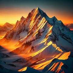 Golden Sunrise Over Majestic Snowy Peaks