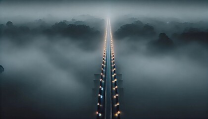 Mysterious Bridge Through the Fog – A Surreal Journey
