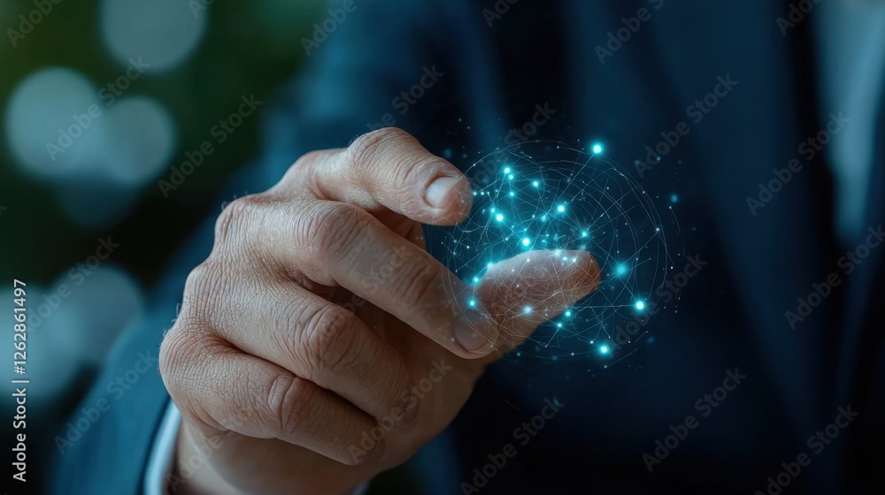 Wall mural futuristic financial analysis and data visualization concept with glowing sparkles and digital inter