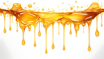 Dripping honey seamlessly repeatable from the top over white with copyspace.