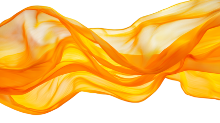 yellow fabric waving in the wind on a transparent background, PNG image, PNG file, Generative art.