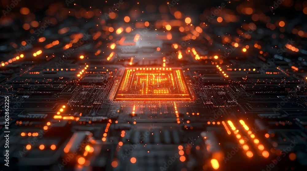 Poster glowing quantum circuit symbolizing infinite computational possibilities