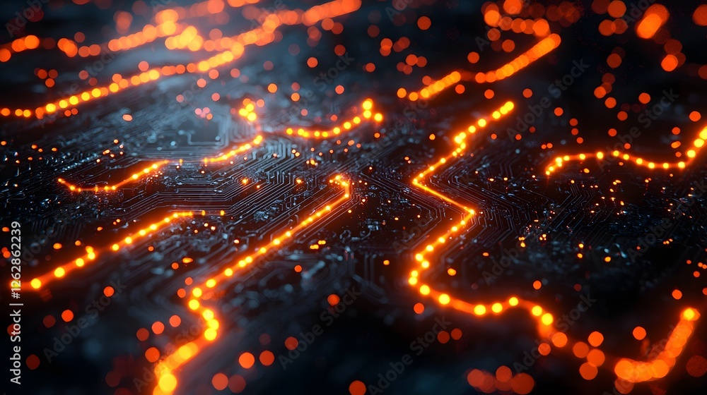 Poster conceptual quantum circuit glowing with radiant pathways symbolizing infinite computational possibil
