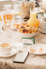 Table at the wedding reception, wedding atmosphere