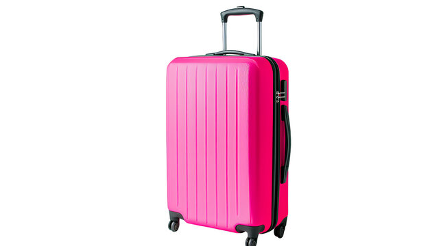 a pink suitcase with wheels on a transparent background, PNG image, PNG file, Generative art.