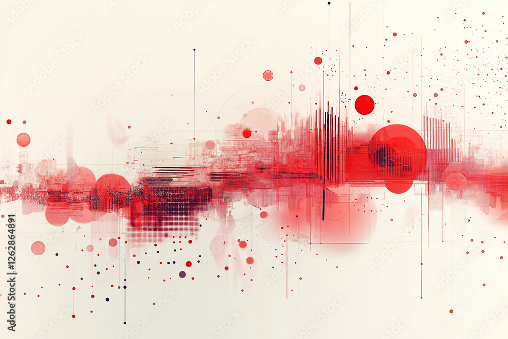 Poster abstract red data visualization with graphic element