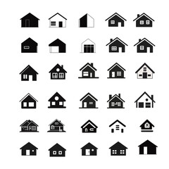 Fototapeta premium Black and white icon of a real estate house, featuring a simple yet striking design that captures the essence of a home. Ideal for real estate, property-related projects, or any design