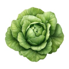 Fototapeta premium Close up of a Vibrant Green Cabbage Head, Illustrating Freshness and Natural Health Benefits, Isolated on White Background Cutout