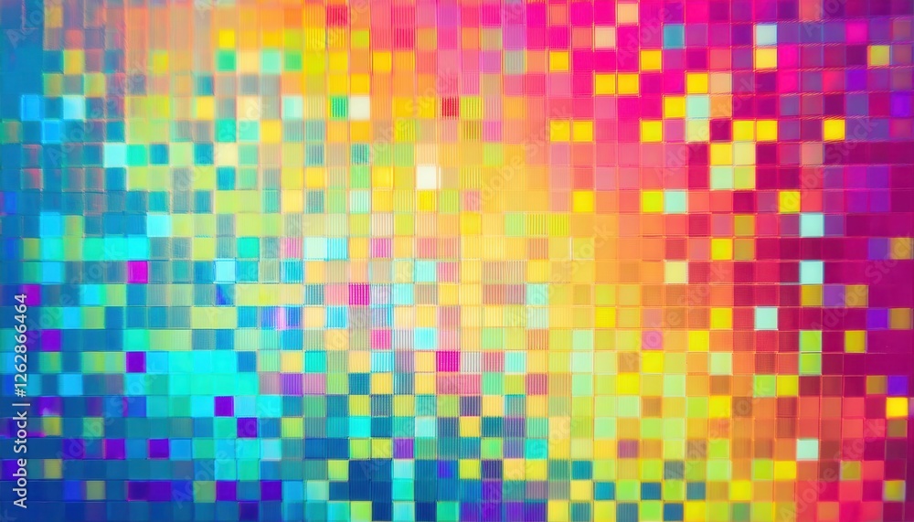 Poster vibrant pixelated holographic gradient background for digital design and creative projects with irid