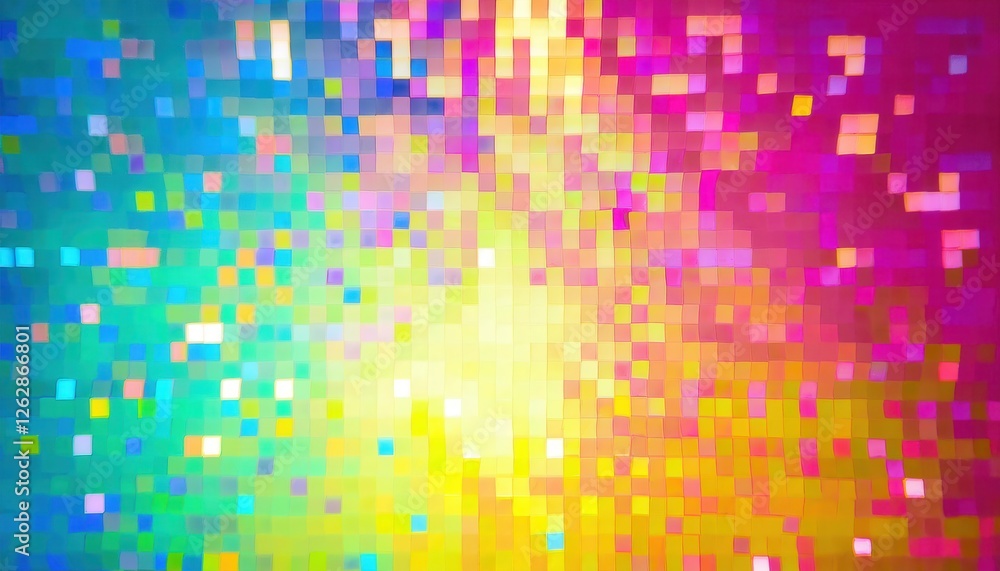 Poster vibrant pixelated holographic gradient background for digital design and creative projects with irid