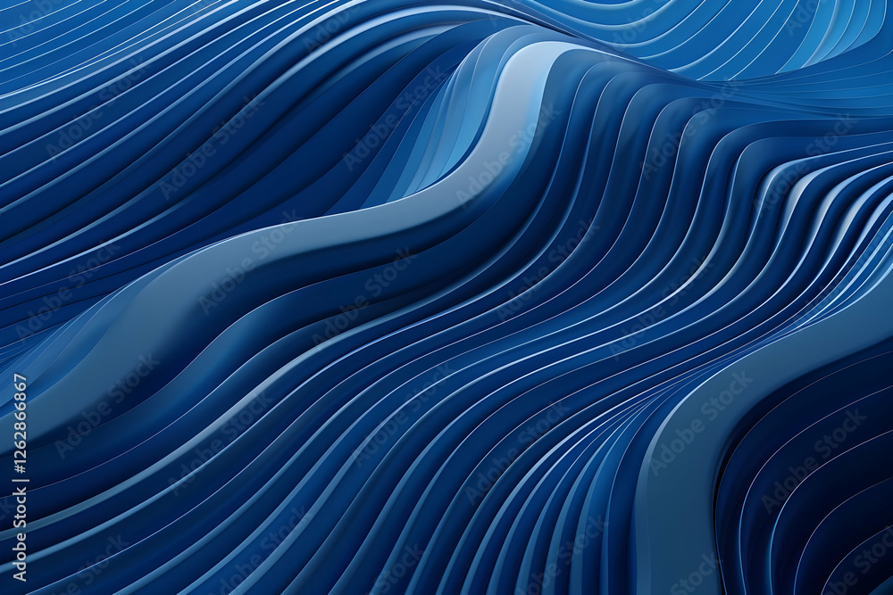 Aufkleber abstract blue wave patterns creating a sense of depth and fluidity in a serene environment