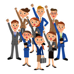 会社員が集団でガッポーズをしている様子