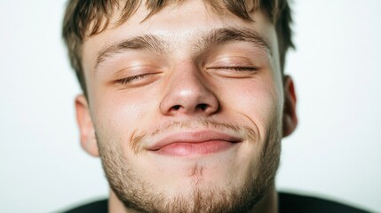 Fototapeta premium Person with a Warm and Tender Smile in a Close-Up Portrait