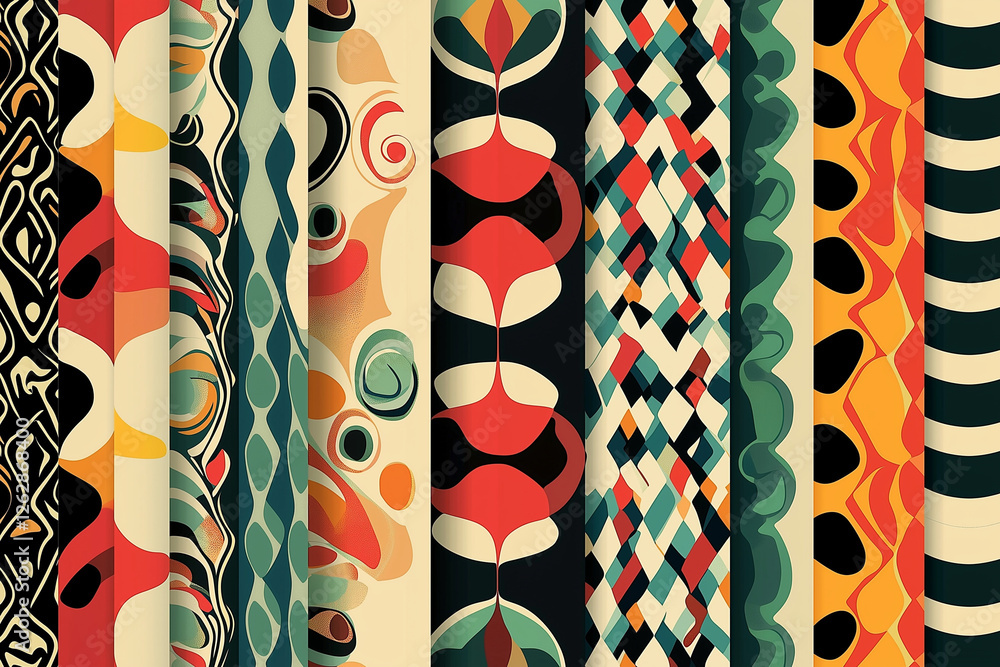 Poster retro colorful vector seamless patterns