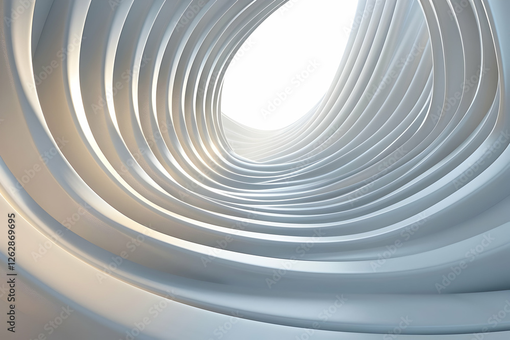 Poster abstract architectural interior with smooth curves and soft lighting creating a serene atmosphere