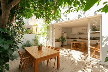Modern Courtyard Kitchen, Sunlight, Dining Area, Home Design, Relaxing