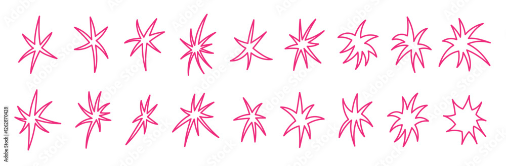 Fototapete vector set of stickers, scribbles and doodles in simple linear hand drawn style with copy space, sta