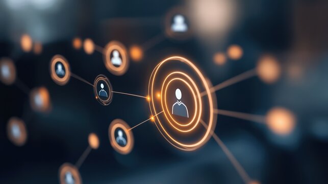 Targeted Personalized Digital Marketing Strategy Glowing Target Icon Surrounded by Diverse Audience Avatars