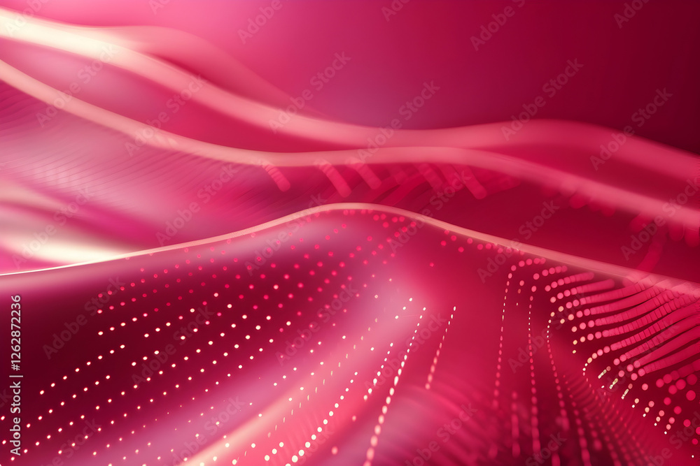 Poster abstract digital waves in shades of pink flowing smoothly with light reflections and depth