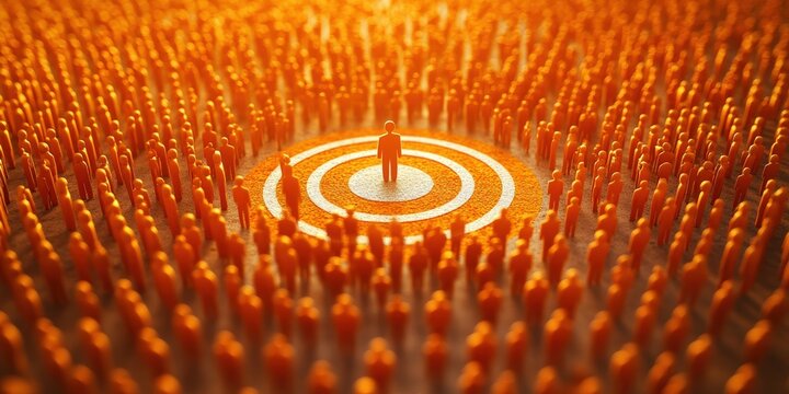 Targeting Niche Markets with Segmented Customer Groups in 3D Infographic Style on Warm Orange Background