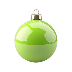 Obraz premium A shiny, light green Christmas ornament with a gold cap, ready to be hung on a tree., Isolated on White Background Cutout