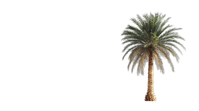 a tall palm tree in the wind on a transparent background, PNG image, PNG file, Generative art.