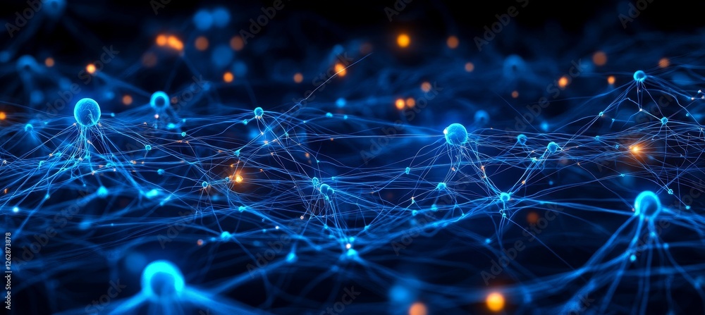 Poster neural network, an abstract rendering of interconnected neurons and synapses in the brain