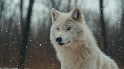 Obraz premium Arctic Wolf in Snowy Forest