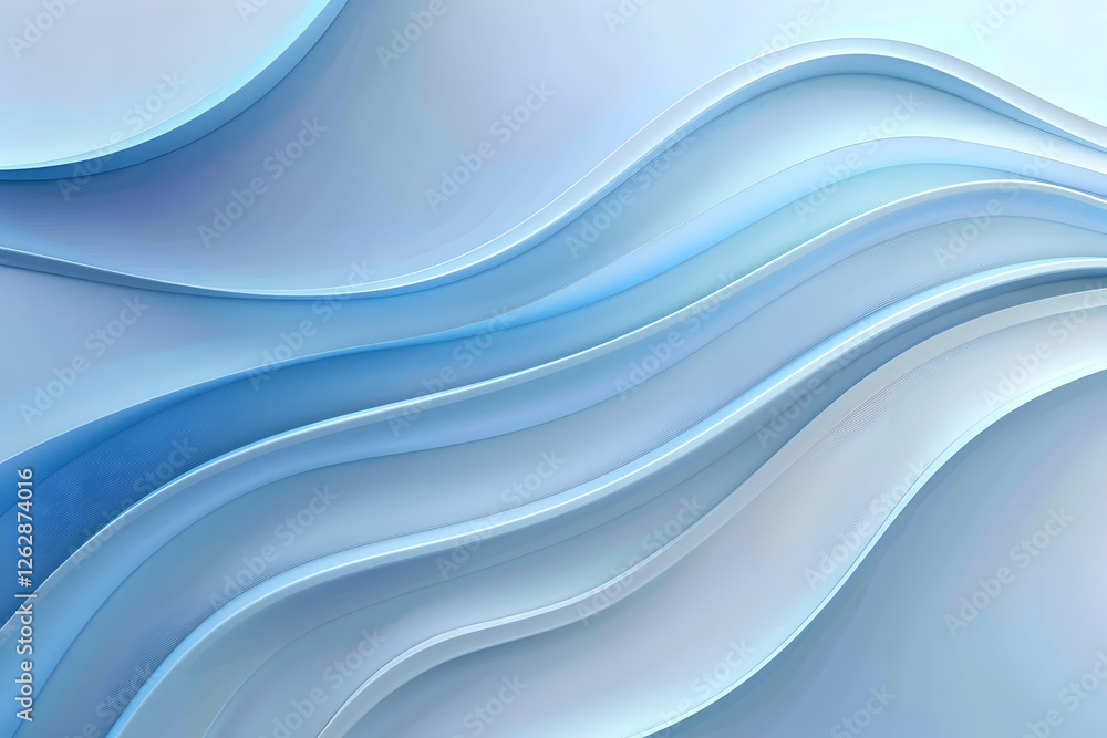Poster abstract waves in soft blue tones create a serene background, ideal for design projects