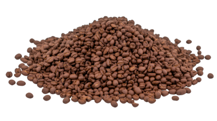 a pile of coffee beans on a transparent background, PNG image, PNG file, Generative art.