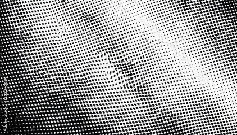 Poster halftone abstract texture overlay with black dots on white background for retro graphic design or vi